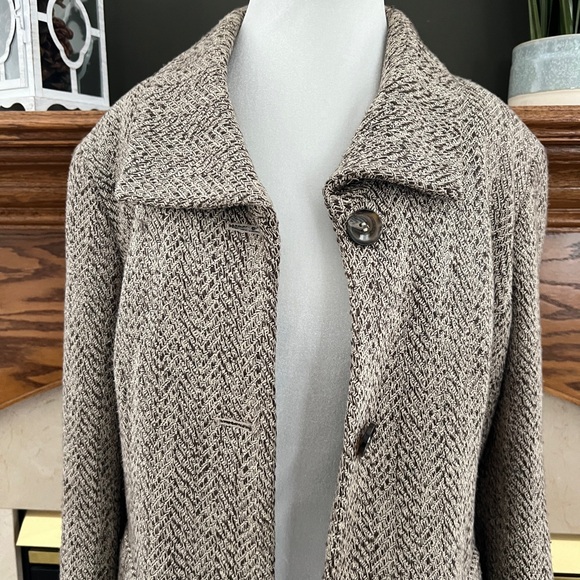 Evan Picone Brown Cream Tweed Blazer Jacket Size 16 - Picture 4 of 12